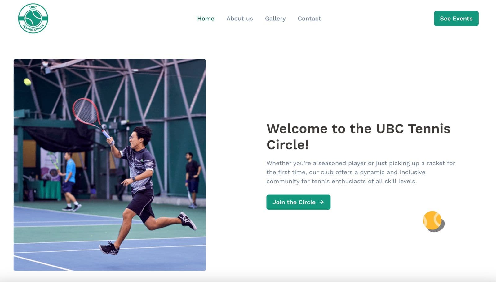 UBC Tennis Circle Website preview